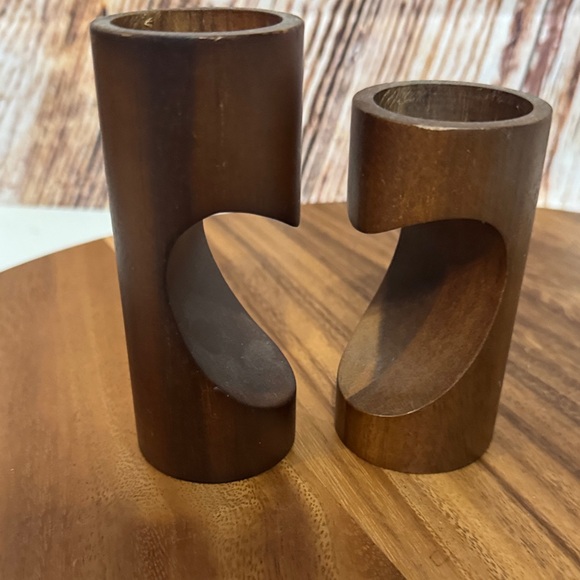 Heart-Shaped Wooden Candle Holders - Picture 2 of 5